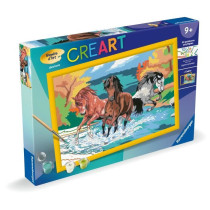 CreArt Kids 31x21cm Horde de chevaux, Kit de peinture par numéros Num