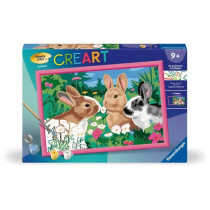 CreArt Kids 31x21cm Lapins dans le pré, Kit de peinture par numéros