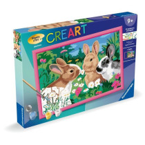 CreArt Kids 31x21cm Lapins dans le pré, Kit de peinture par numéros