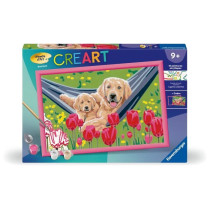 CreArt Kids 31x21cm Labrador et tulipes, Kit de peinture par numéros