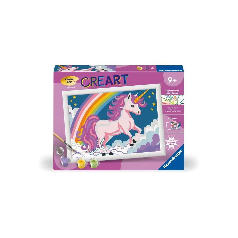 CreArt Kids 18x24cm Licorne Néon, Kit de peinture par numéros Numér