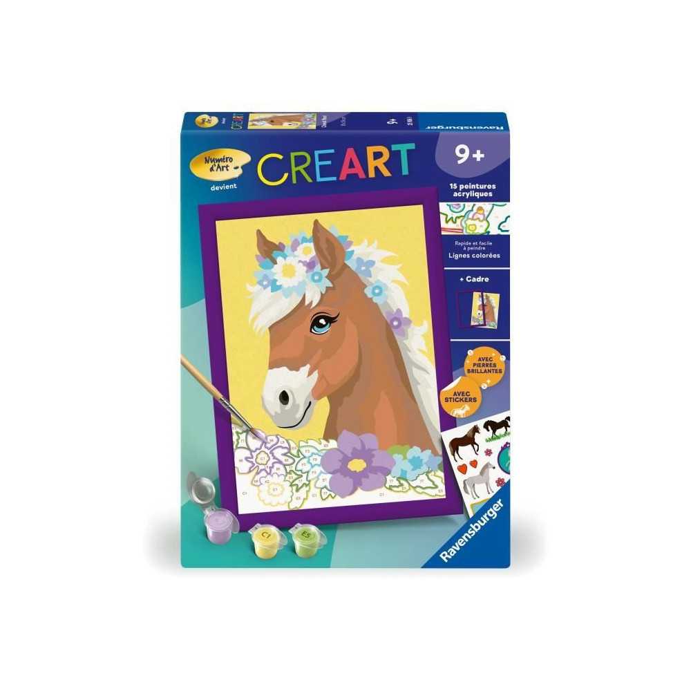 CreArt Kids 18x24cm Cheval fleuri, Kit de peinture par numéros Numér