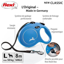 Flexi Newclassic Bleu, Size L, 8m, max. 50kg