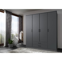 Armoire de chambre - ARTA - Graphite - 4 portes battantes - 2 tiroirs