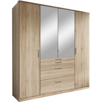 Armoire de chambre - Chene San Remo - 4 portes battantes - 2 miroirs -