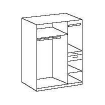 Armoire de chambre - VOLOS - Chene poutre / Graphite - 4 portes - 1 po