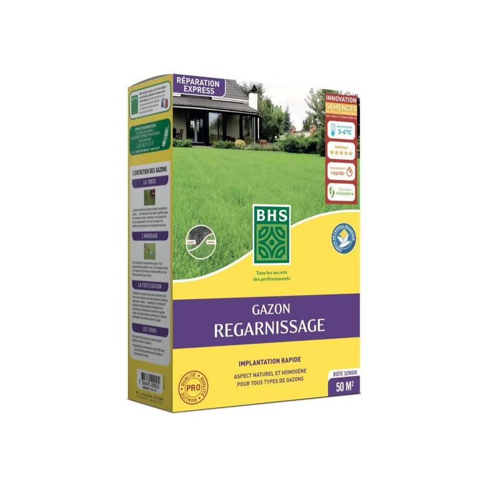 Gazon Regarnissage Terrain Sec - BHS - 1kg | 40 m² | Résistant et du