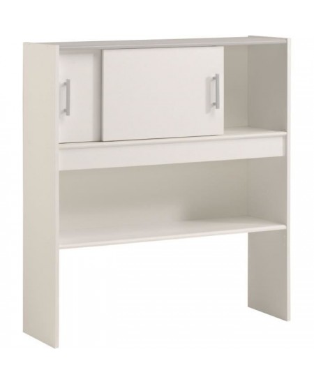 Lit junior SCOOP 90x200 cm - 2 tiroirs - Adaptable en 190 cm - Décor blanc - L 98 x H 67 x P 203 cm - PARISOT