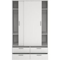 Armoire de chambre - ONTARIO - Blanc mat - 2 portes - 4 tiroirs - 121,