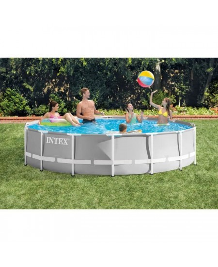 Kit Piscine hors sol tubulaire INTEX - Pris Frame - 427 x 107 cm - Ronde (Livrée avec pompe, bâche et échelle) - 26720NP