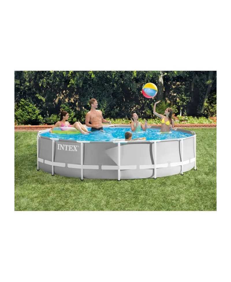 Kit Piscine hors sol tubulaire INTEX - Pris Frame - 427 x 107 cm - Ronde (Livrée avec pompe, bâche et échelle) - 26720NP