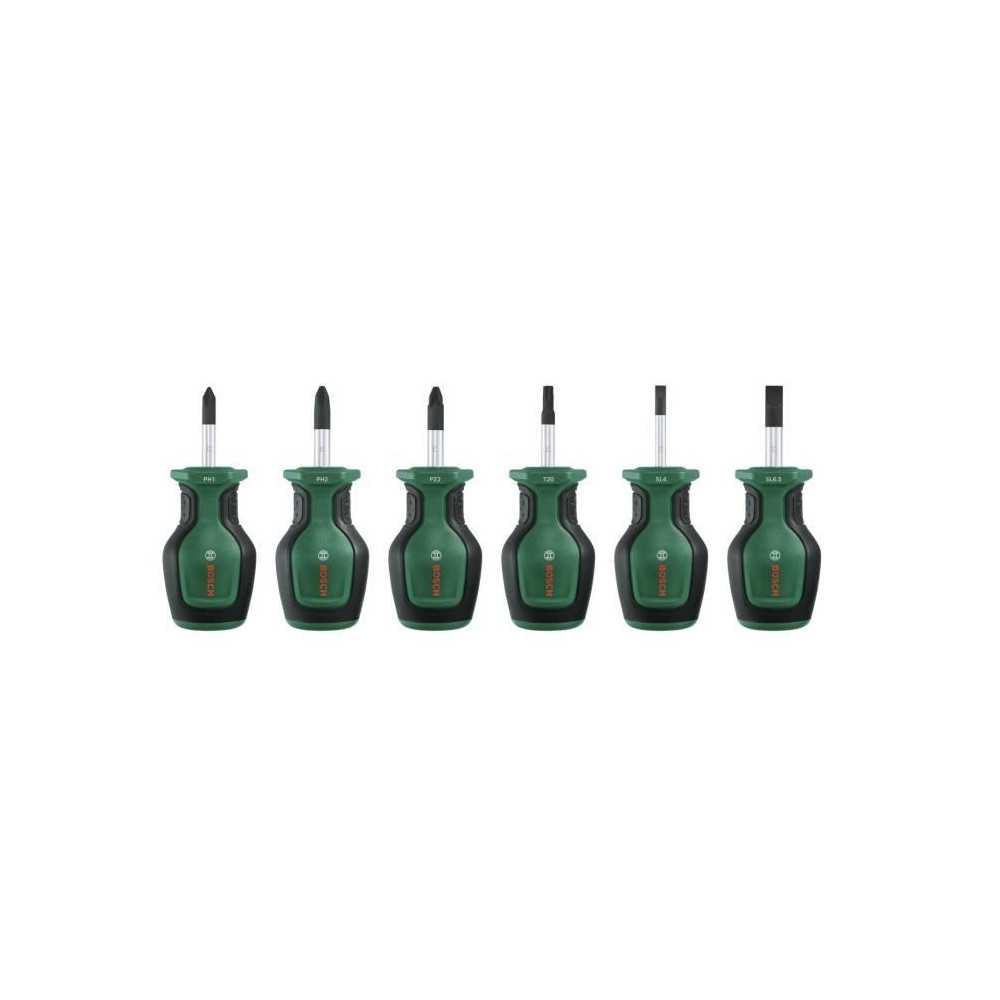 Bosch Set of 6 short screwdrivers (for tight spaces PH/PZ/TX/Flat S2 s