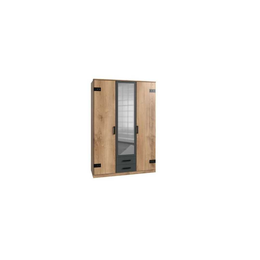 Armoire de chambre - Panneaux de particules et ABS - Beige et graphite