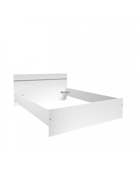 BOSTON Lit adulte contemporain - Décor blanc - l 140 x L 190 cm