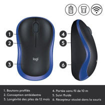 Logitech Wireless Optical Mouse - M185 Blue