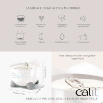 CAT IT Fontaine a eau automatique pour chat - 2,5 L (Acier inox et fil