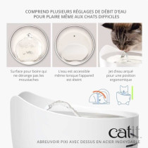 CAT IT Fontaine a eau automatique pour chat - 2,5 L (Acier inox et fil