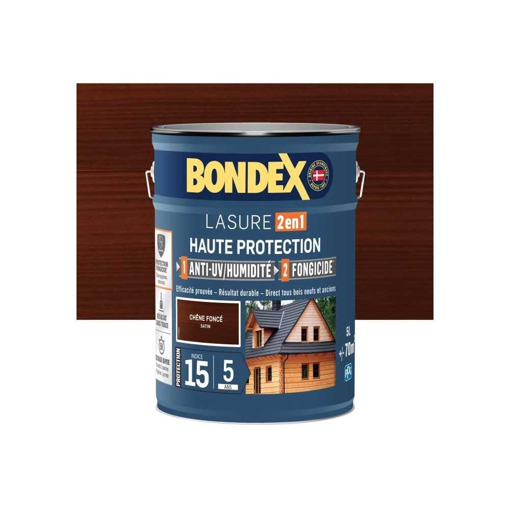 2 in 1 High Protection Stain - Dark Oak Satin - BONDEX - 5 L