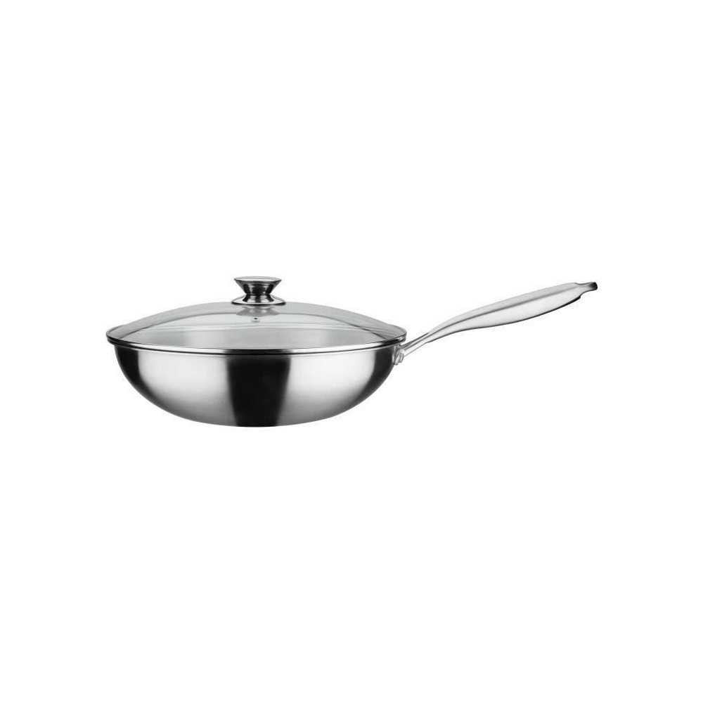 GSW Wok pro with lid - Ø 32 cm - 3-PLY bottom - Riveted handle - Stai