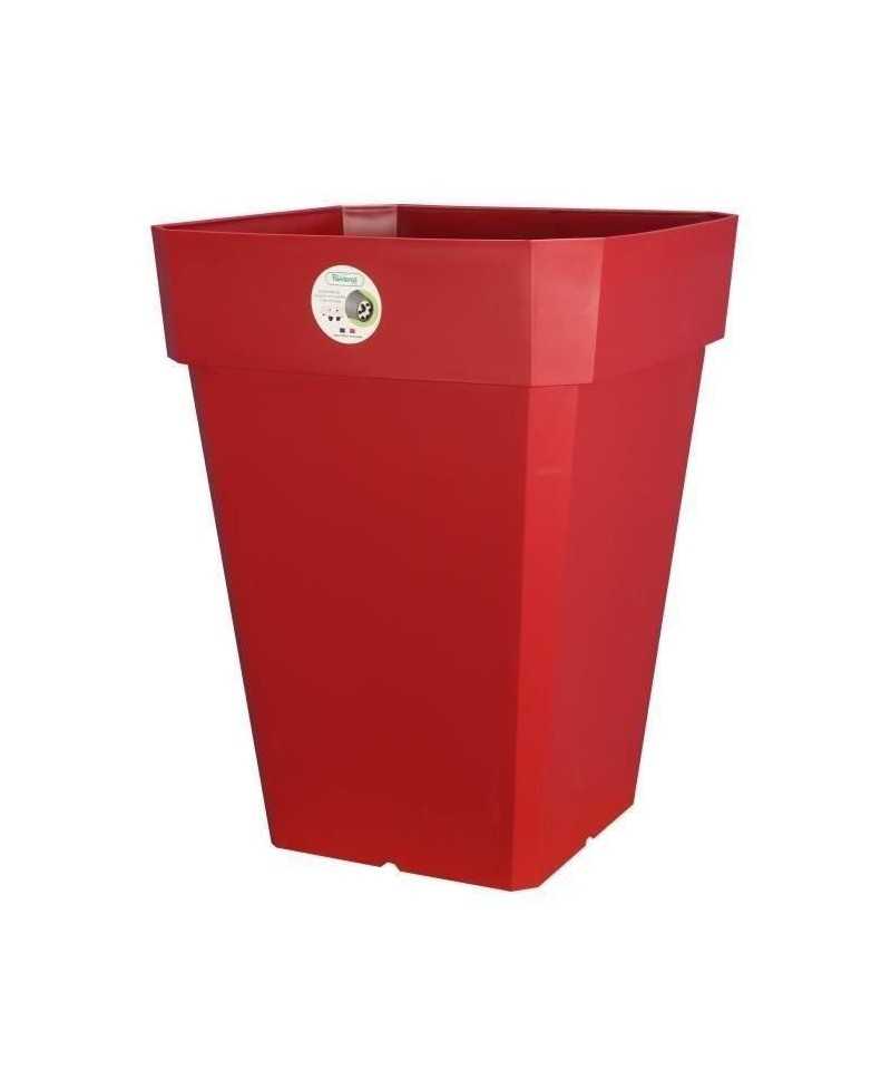 RIVIERA Pot carré Soleilla en plastique 39x39x53cm - 49l - Rouge