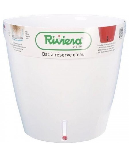 Pot de fleur rond Eva New en plastique - RIVIERA - Ø 31 cm - 14,5 L - Blanc