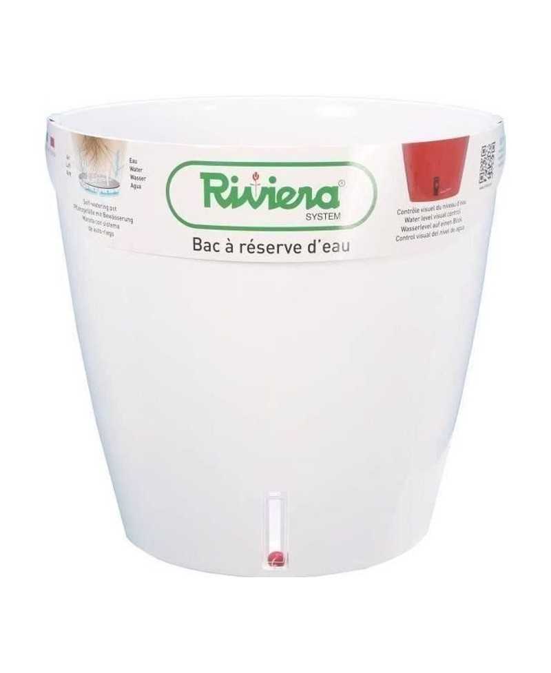 Pot de fleur rond Eva New en plastique - RIVIERA - Ø 31 cm - 14,5 L - Blanc