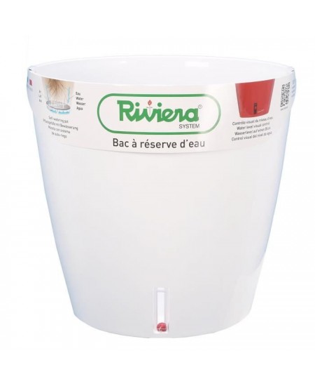 Pot de fleur rond Eva New en plastique - RIVIERA - Ø 31 cm - 14,5 L - Blanc