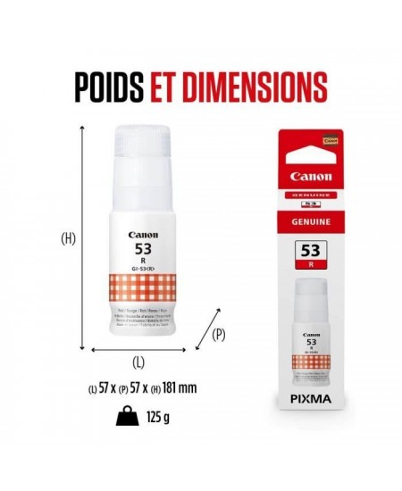 Bouteille d'encre - CANON - GI-53R - Rouge - Compatibilité PIXMA G650 et G550 - (4717C001)