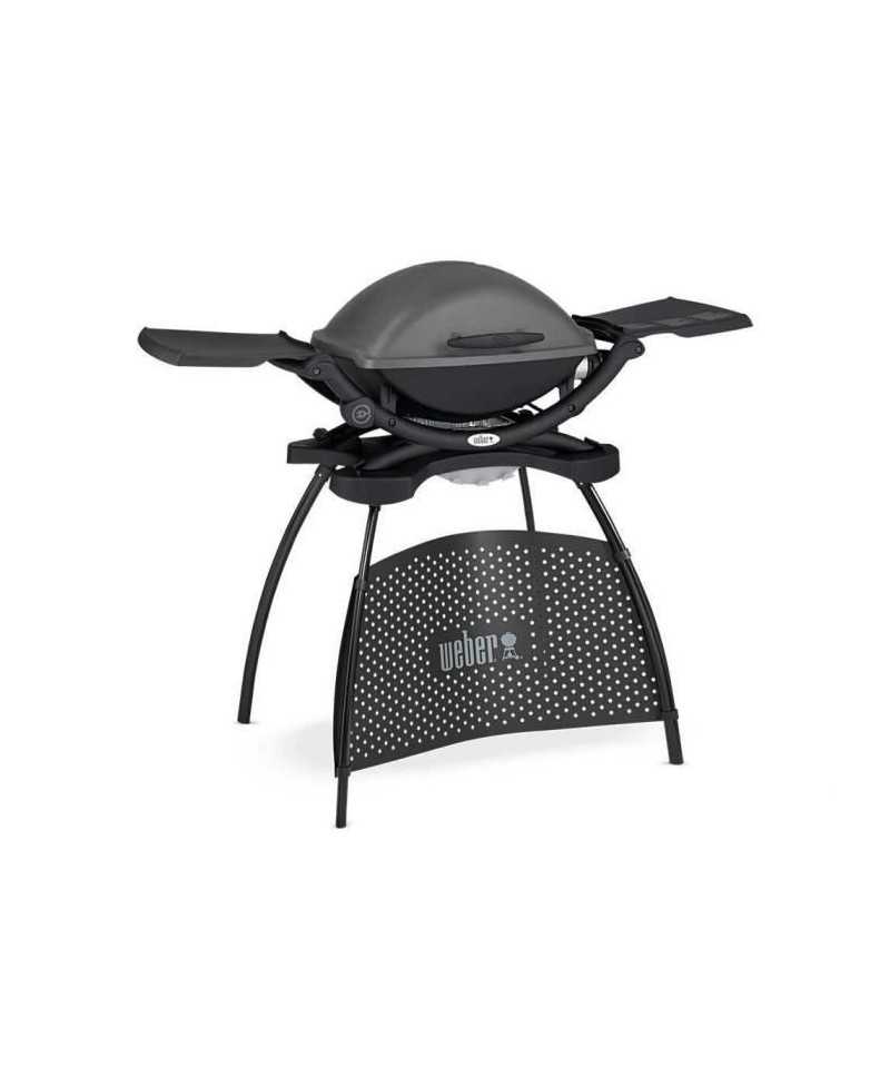 Barbecue électrique WEBER Q2400 avec stand - Grille acier 55x39 cm - Couvercle avec réflecteur de chaleur - Gris