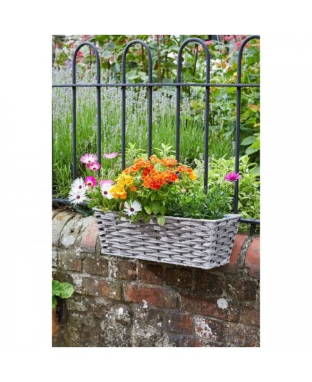 Jardiniere - Faux Rotin - Bari gris - 48 cm - SMART GARDEN