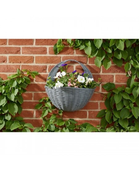 Panier mural - Faux rotin - Gris - 41 cm - SMART GARDEN