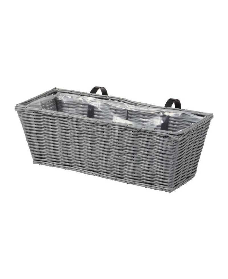 Jardiniere - Faux rotin - Gris - 48 cm - SMART GARDEN