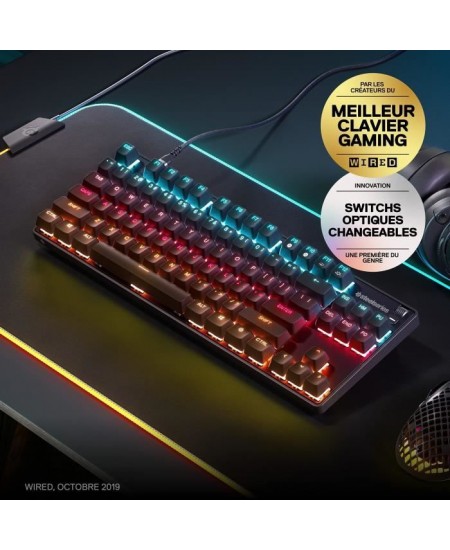 Clavier Gaming - AZERTY - STEELSERIES - Apex 9 TKL FR - Sans Pavé Numérique - Rétroéclairé - Noir