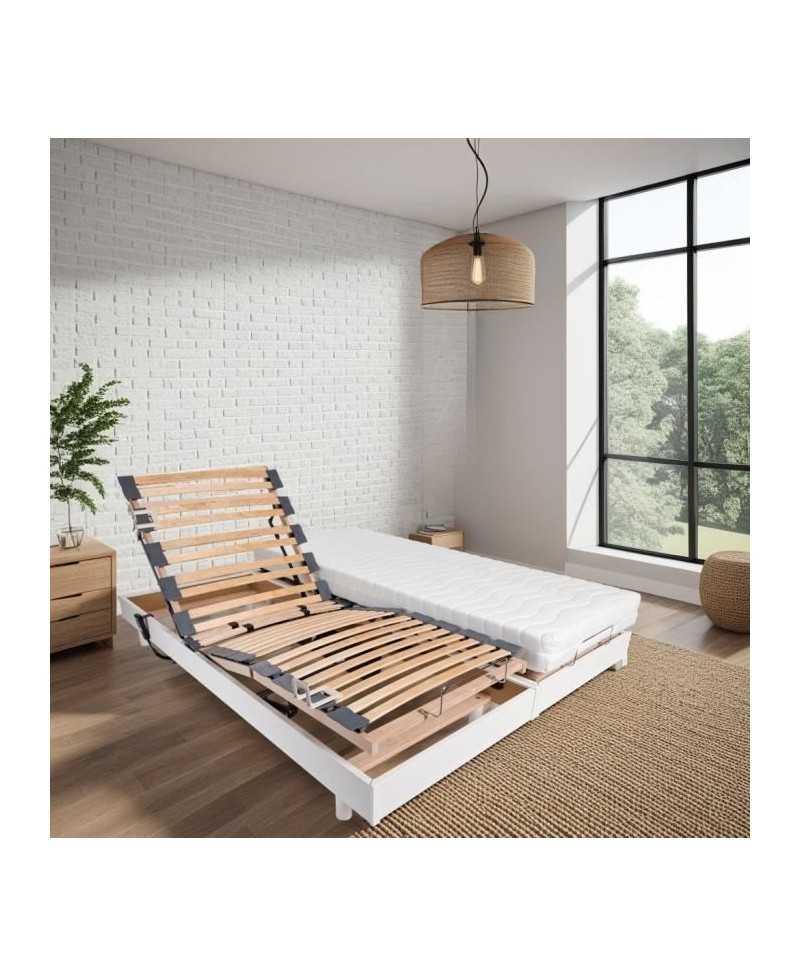 Ensemble relaxation matelas + sommiers électriques 2x90x200 - Mousse - Ferme - TALCA Fabrication française