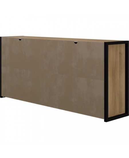 Buffet Mélaminé chene et noir - style industriel - L 180x40 x 84 cm