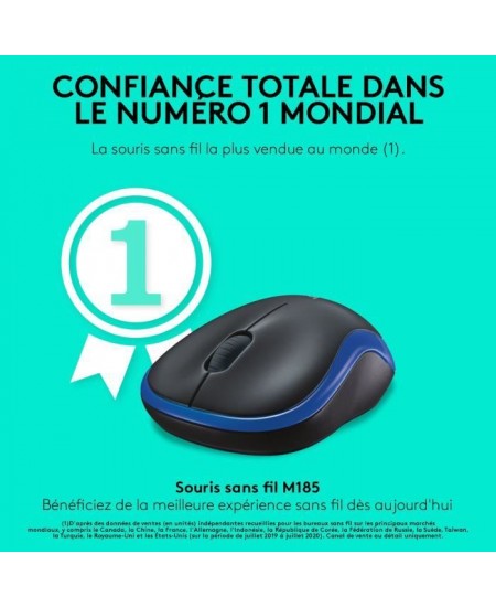 Souris sans fil - Logitech - M185 - Optique - Bleu