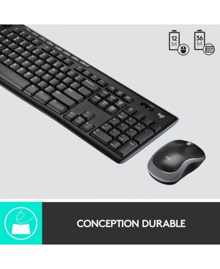 Ensemble Clavier Souris - Sans Fil - Logitech - MK270 - AZERTY