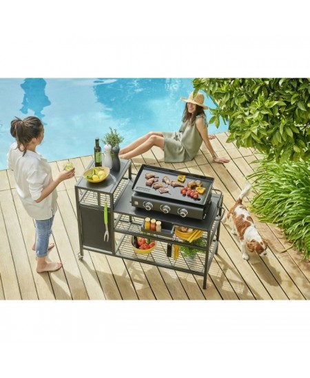 Chariot pour Plancha - BRASERO - OUTDOOR KITCHEN - Métal - Noir - 128x60x89 cm