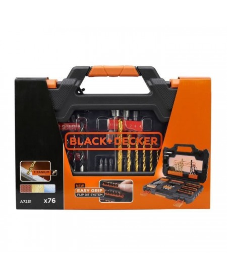 Coffret Vissage Perçage BLACK+DECKER A7231-XJ - 76 Accessoires Forets, Douilles, Embouts