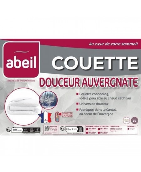 Couette chaude 400gr/m² Douceur Auvergnate - 200 x 200 cm - 2 personnes - ABEIL