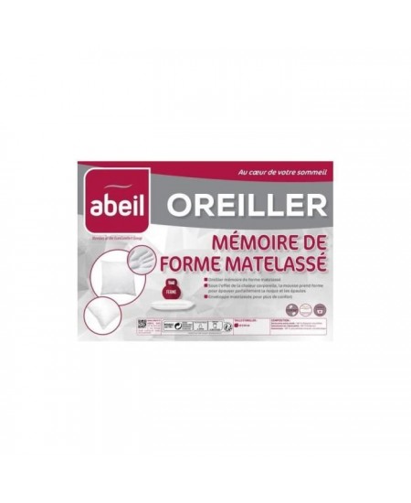 ABEIL Oreiller a mémoire de forme matelassé 60x60 cm blanc