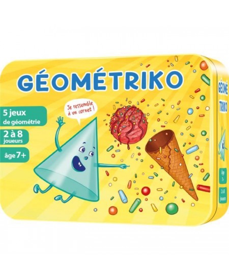 Géométriko - Asmodee - 4 jeux de géométrie - Quizz, rami, 7 familles ou pendu - Des 7 ans