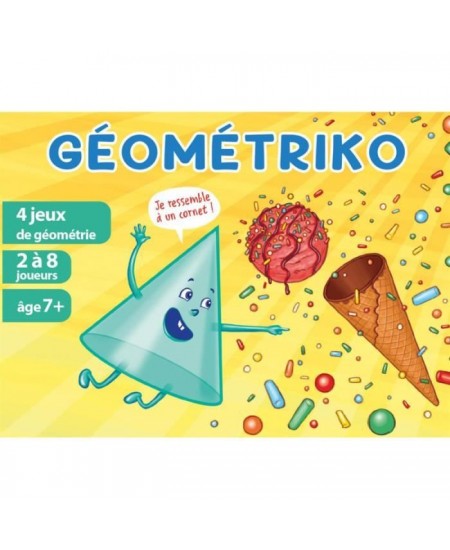 Géométriko - Asmodee - 4 jeux de géométrie - Quizz, rami, 7 familles ou pendu - Des 7 ans