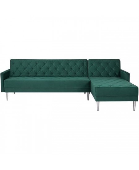 Canapé d'angle réversible 3 places ISTANA -Velours Vert- - - L 286 x P 169 x H 80 cm