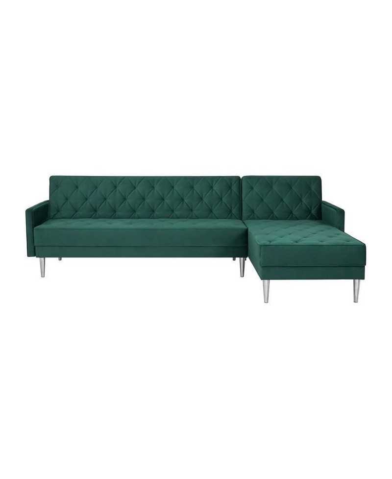 Canapé d'angle réversible 3 places ISTANA -Velours Vert- - - L 286 x P 169 x H 80 cm