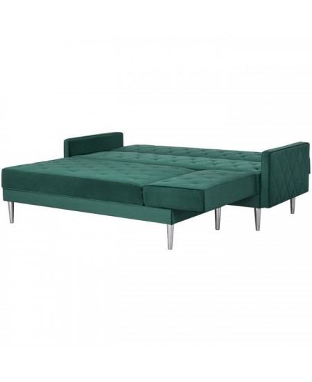 Canapé d'angle réversible 3 places ISTANA -Velours Vert- - - L 286 x P 169 x H 80 cm