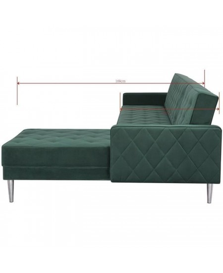 Canapé d'angle réversible 3 places ISTANA -Velours Vert- - - L 286 x P 169 x H 80 cm