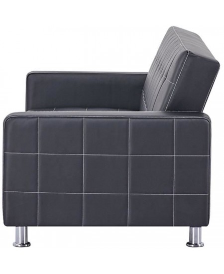 Canapé Droit Clic clac convertible 3 places IVANA - PU Noir - Style contemporain - L 208 x P 86 x H 80 cm