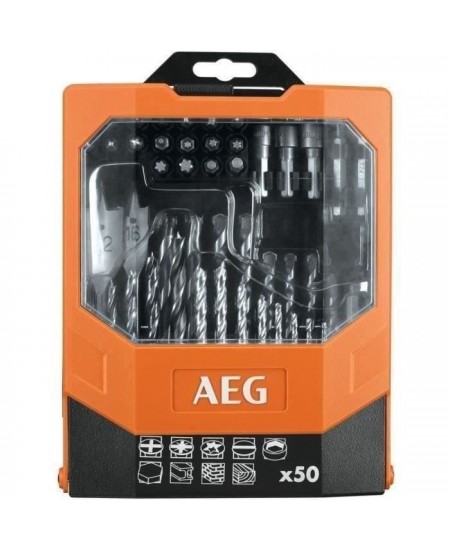 Coffret d'accessoires 50 pieces - AEG POWERTOOLS - AAKDD50 - Embouts de vissage et douilles - Métal