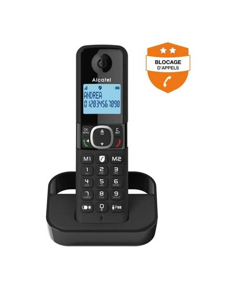 Téléphone fixe sans fil - ALCATEL - F860 solo noir - Blocage d'appels indésirables